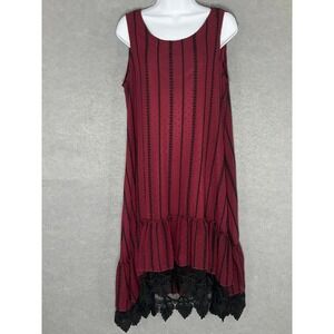 Paisley Vine Dress Burgundy Black Lace Trim Goth Vamp Women's Sz L Whimsigoth‎